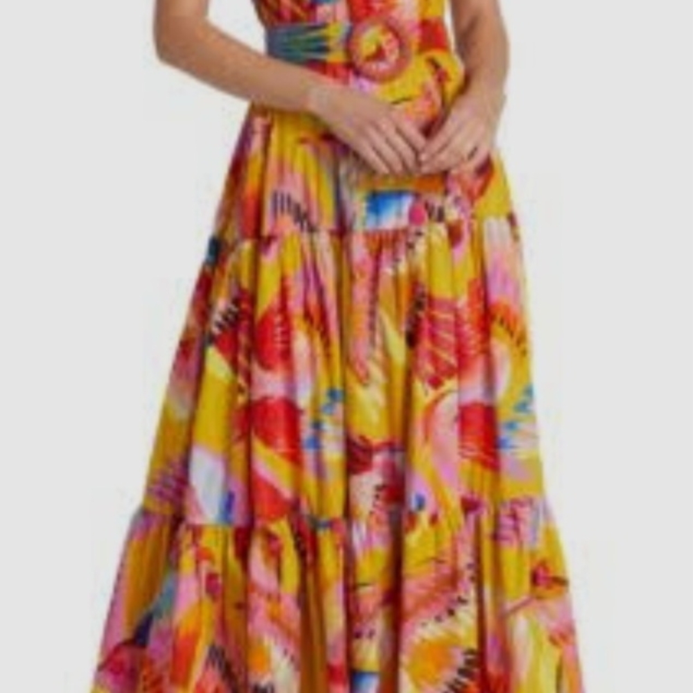 FARM Rio Yellow Gold Spaghetti Strap Maxi Sundress
